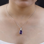 Afrikanischer Amethyst und weißer Zirkon-Anhänger, 925 Silber platiniert ca. 9.01 ct