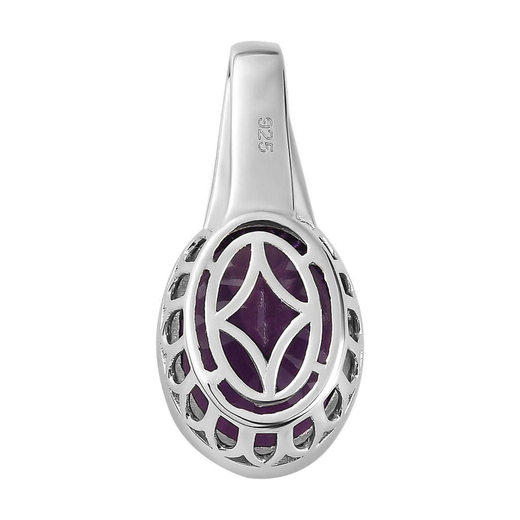 Afrikanischer Amethyst und weißer Zirkon-Anhänger, 925 Silber platiniert ca. 9.01 ct