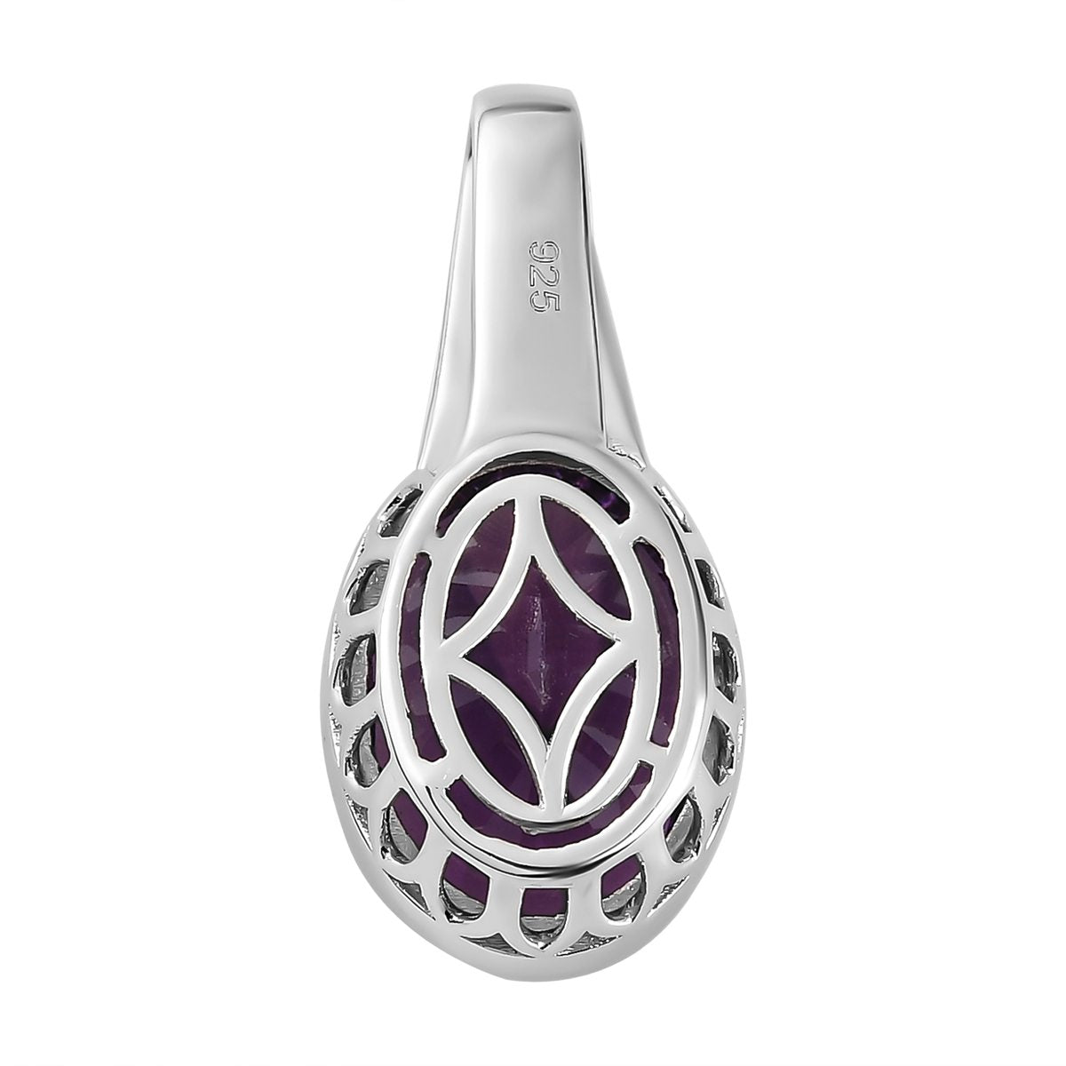 Afrikanischer Amethyst und weißer Zirkon-Anhänger, 925 Silber platiniert ca. 9.01 ct