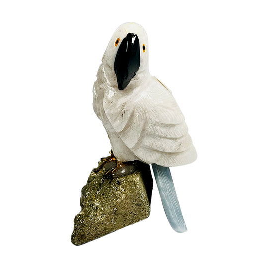 Gem Crystal Kollektion - Kakadu Figur, handgeschnitzt, 7 cm, Weiß - M, ca. 1000 cts.