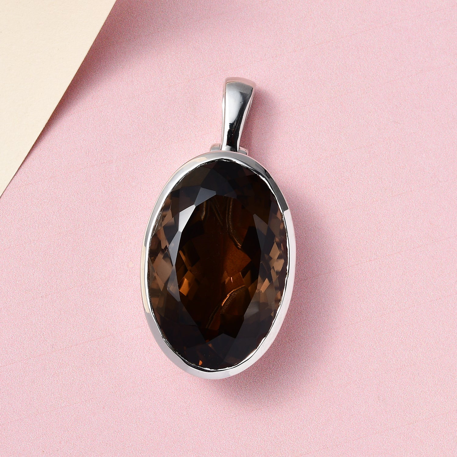 Rauchquarz Anhänger, 925 Silber platiniert ca. 45.12 ct