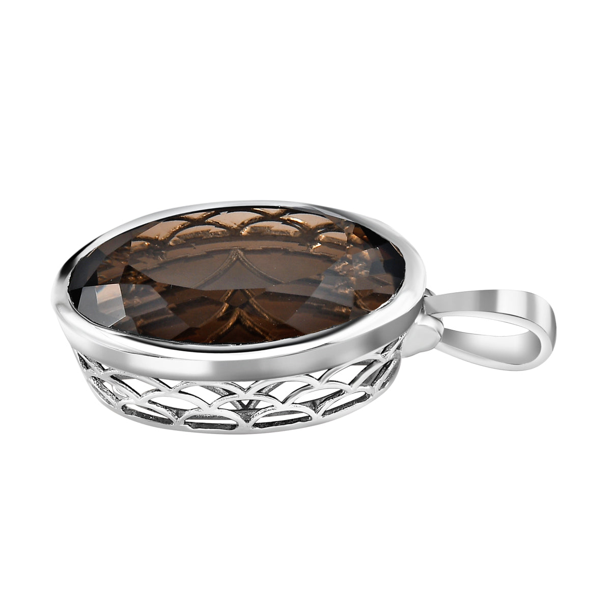 Rauchquarz Anhänger, 925 Silber platiniert ca. 45.12 ct