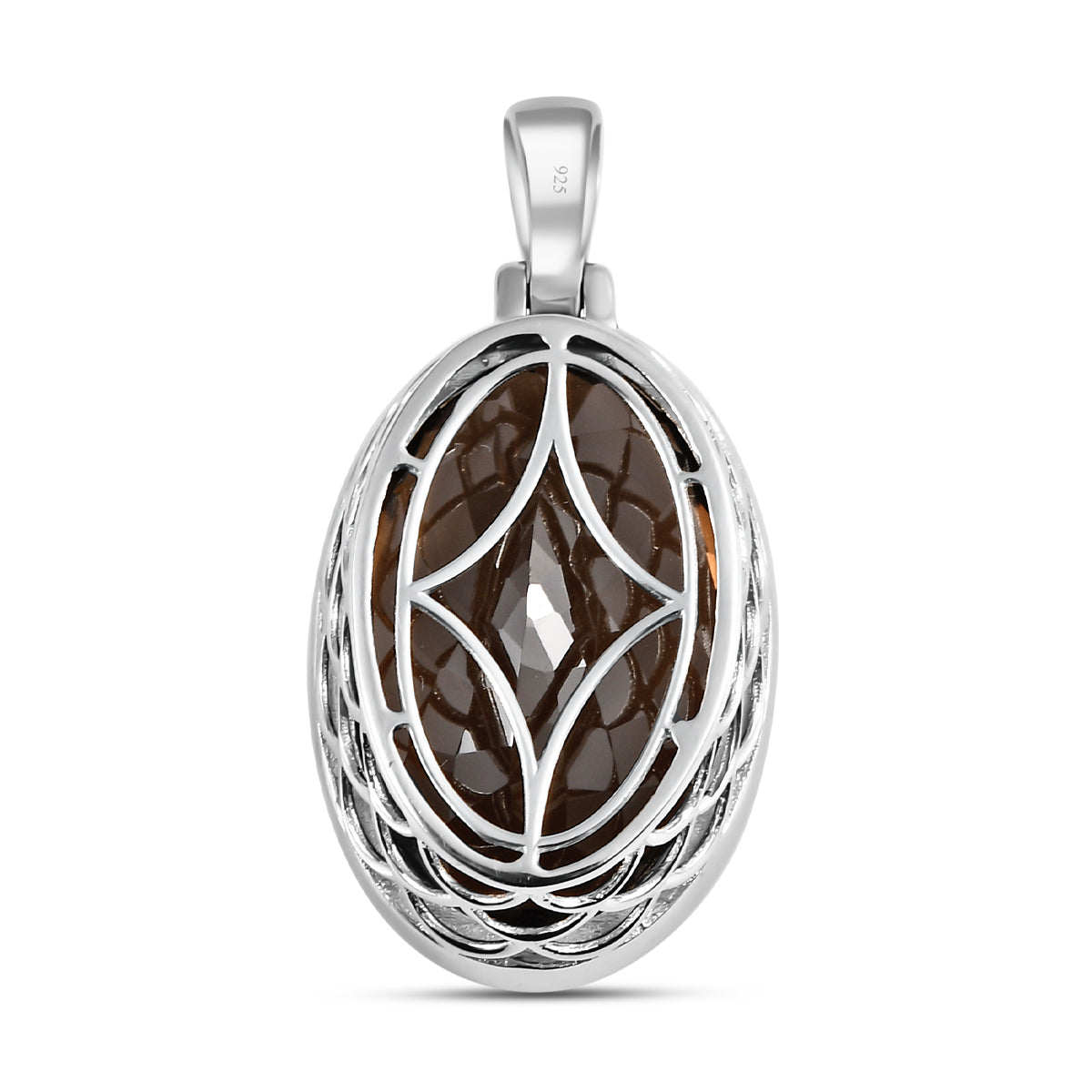 Rauchquarz Anhänger, 925 Silber platiniert ca. 45.12 ct