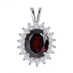 Natürlicher Mosambik Granat und weißer Zirkon Anhänger, 925 Silber platiniert ca. 5,36 ct