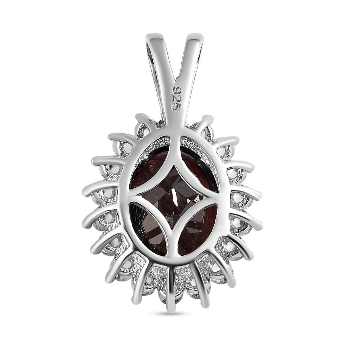 Natürlicher Mosambik Granat und weißer Zirkon Anhänger, 925 Silber platiniert ca. 5,36 ct