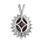 Natürlicher Mosambik Granat und weißer Zirkon Anhänger, 925 Silber platiniert ca. 5,36 ct