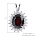Natürlicher Mosambik Granat und weißer Zirkon Anhänger, 925 Silber platiniert ca. 5,36 ct