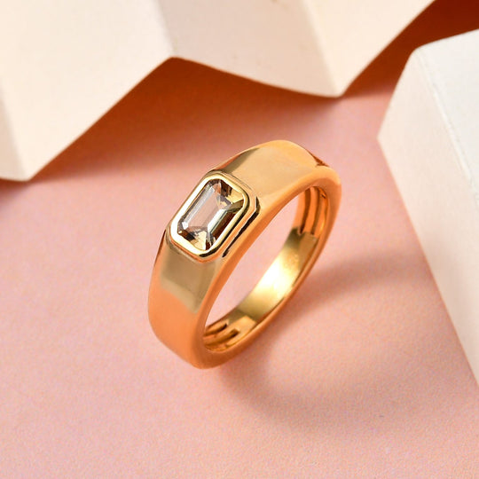 Natürlicher goldener Tansanit Ring, 925 Silber Gelbgold Vermeil (Größe 19.00) ca. 0.51 ct