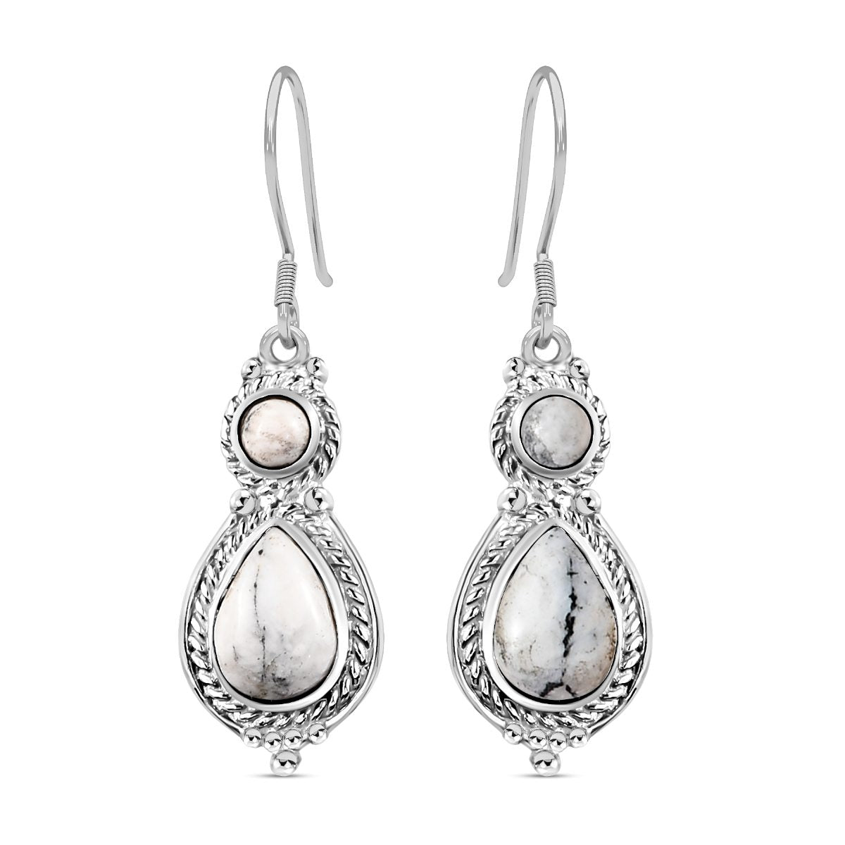 Weiße Büffel Ohrringe, 925 Silber platiniert ca. 4.64 ct
