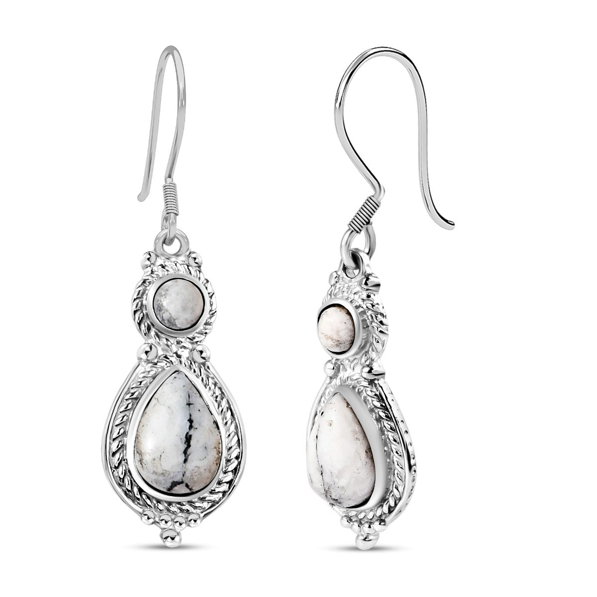 Weiße Büffel Ohrringe, 925 Silber platiniert ca. 4.64 ct