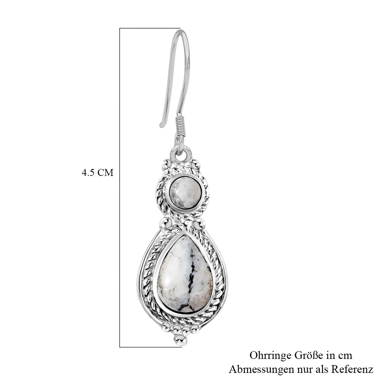 Weiße Büffel Ohrringe, 925 Silber platiniert ca. 4.64 ct