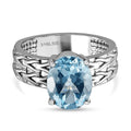 Himmelblauer Topas Ring Edelstahl (Größe 16.00) ca. 2,97 ct