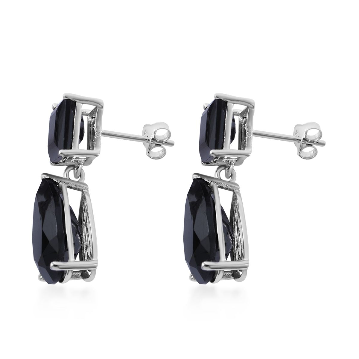 Schwarze Spinell Ohrringe, 925 Silber platiniert ca. 20,70 ct