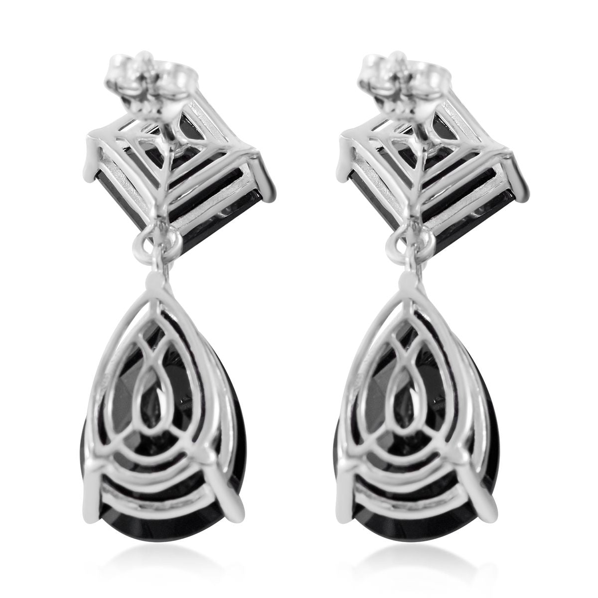 Schwarze Spinell Ohrringe, 925 Silber platiniert ca. 20,70 ct