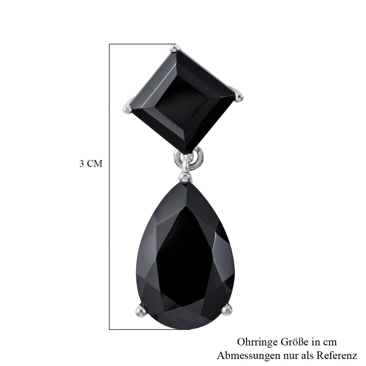 Schwarze Spinell Ohrringe, 925 Silber platiniert ca. 20,70 ct