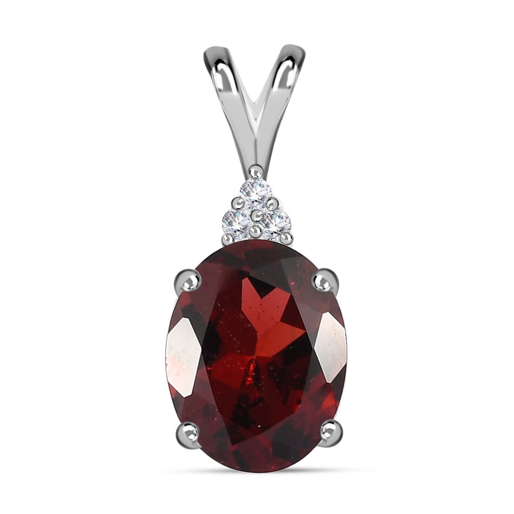 Roter Granat, weißer Zirkon Anhänger, 925 Silber, ca. 2.10 ct