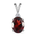 Roter Granat, weißer Zirkon Anhänger, 925 Silber, ca. 2.10 ct