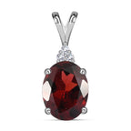 Roter Granat, weißer Zirkon Anhänger, 925 Silber, ca. 2.10 ct