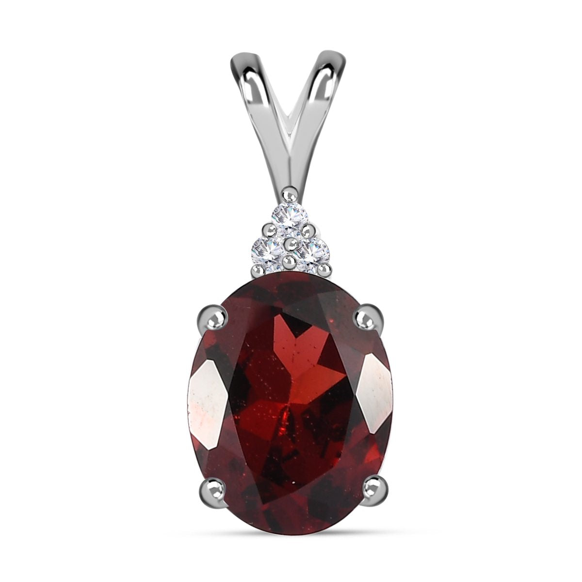 Roter Granat, weißer Zirkon Anhänger, 925 Silber, ca. 2.10 ct