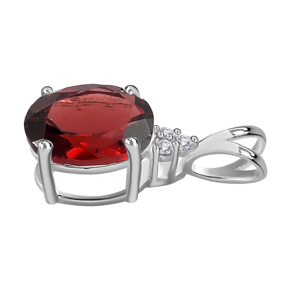 Roter Granat, weißer Zirkon Anhänger, 925 Silber, ca. 2.10 ct