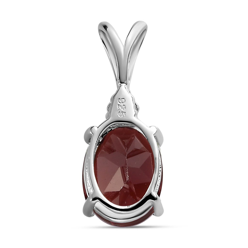 Roter Granat, weißer Zirkon Anhänger, 925 Silber, ca. 2.10 ct