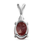 Roter Granat, weißer Zirkon Anhänger, 925 Silber, ca. 2.10 ct