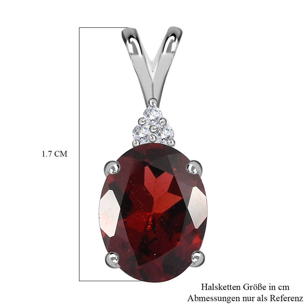 Roter Granat, weißer Zirkon Anhänger, 925 Silber, ca. 2.10 ct