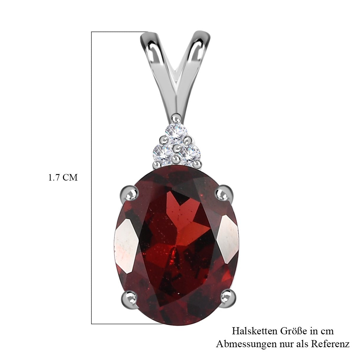 Roter Granat, weißer Zirkon Anhänger, 925 Silber, ca. 2.10 ct