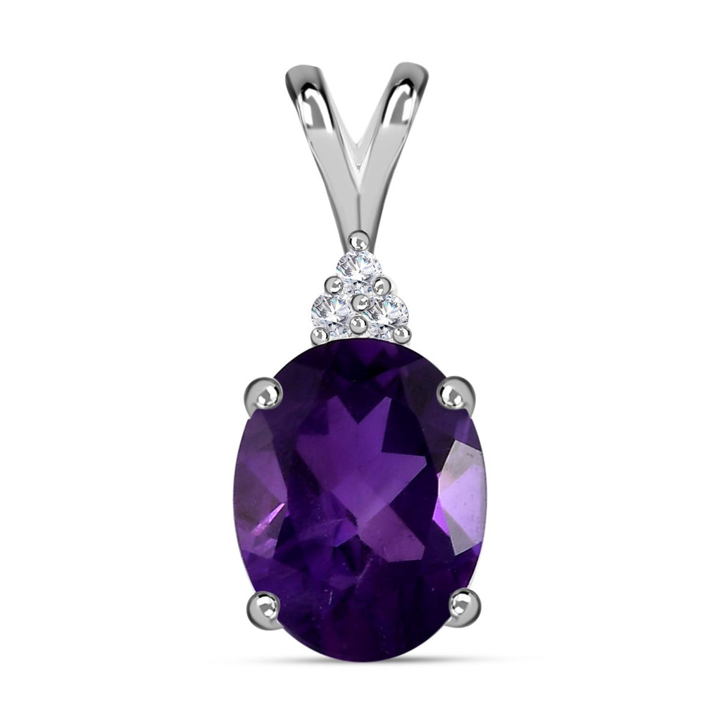 Afrikanischer Amethyst, weißer Zirkon Anhänger, 925 Silber, ca. 1.69 ct