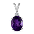 Afrikanischer Amethyst, weißer Zirkon Anhänger, 925 Silber, ca. 1.69 ct