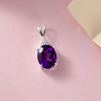 Afrikanischer Amethyst, weißer Zirkon Anhänger, 925 Silber, ca. 1.69 ct