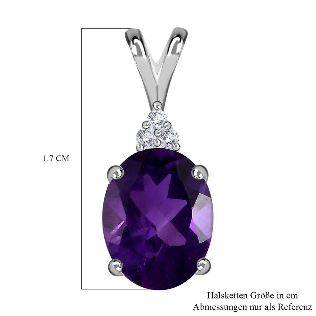 Afrikanischer Amethyst, weißer Zirkon Anhänger, 925 Silber, ca. 1.69 ct