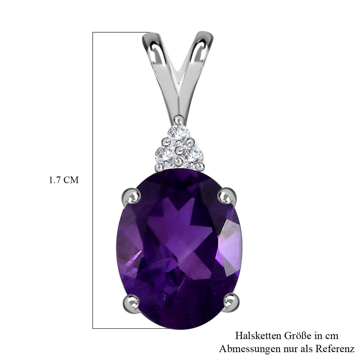 Afrikanischer Amethyst, weißer Zirkon Anhänger, 925 Silber, ca. 1.69 ct