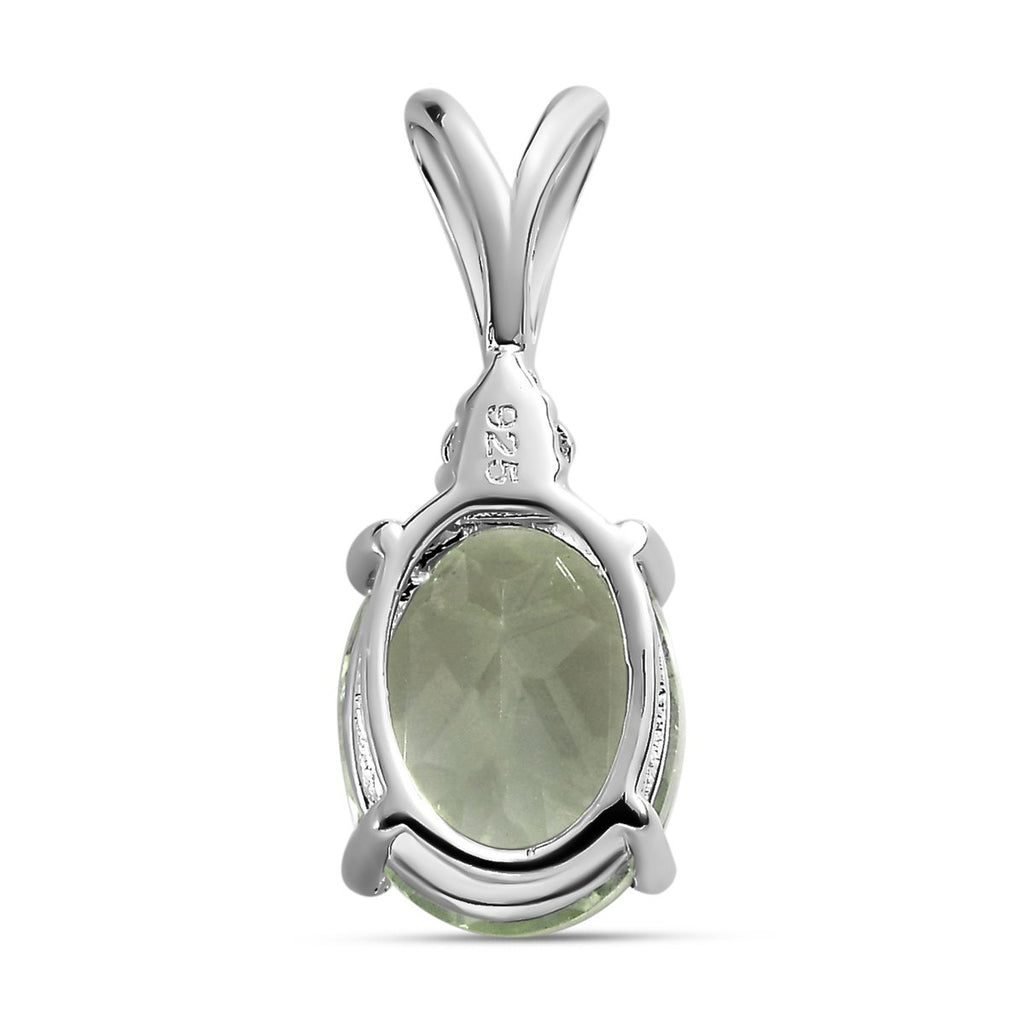 Prasiolith, weißer Zirkon Anhänger, 925 Silber, ca. 1.84 ct