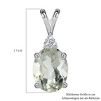 Prasiolith, weißer Zirkon Anhänger, 925 Silber, ca. 1.84 ct