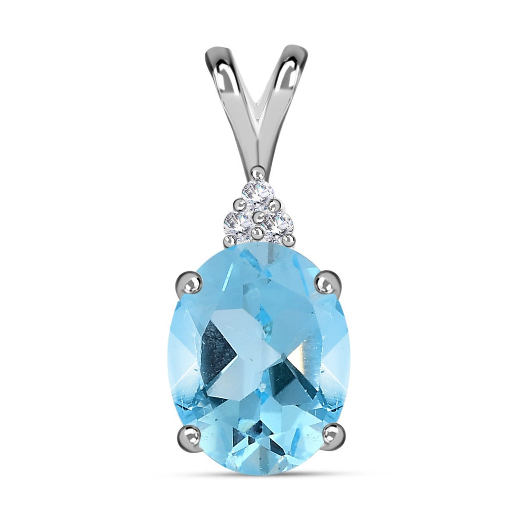 Himmelblauer Topas, weißer Zirkon Anhänger, 925 Silber, ca. 2,21 ct