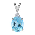 Himmelblauer Topas, weißer Zirkon Anhänger, 925 Silber, ca. 2,21 ct