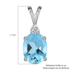 Himmelblauer Topas, weißer Zirkon Anhänger, 925 Silber, ca. 2,21 ct