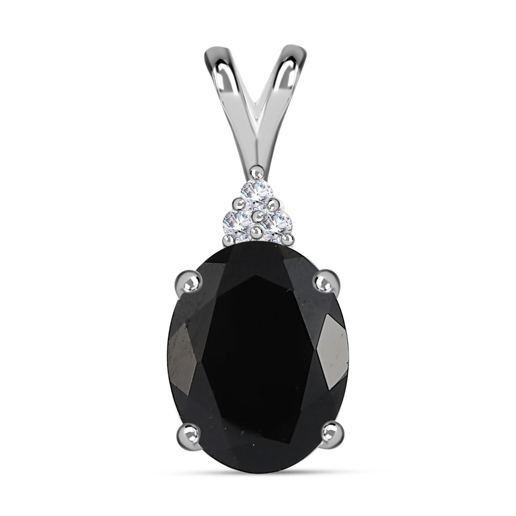 Schwarzer Spinell, weißer Zirkon Anhänger, 925 Silber, ca. 1.89 ct