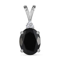 Schwarzer Spinell, weißer Zirkon Anhänger, 925 Silber, ca. 1.89 ct