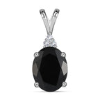 Schwarzer Spinell, weißer Zirkon Anhänger, 925 Silber, ca. 1.89 ct