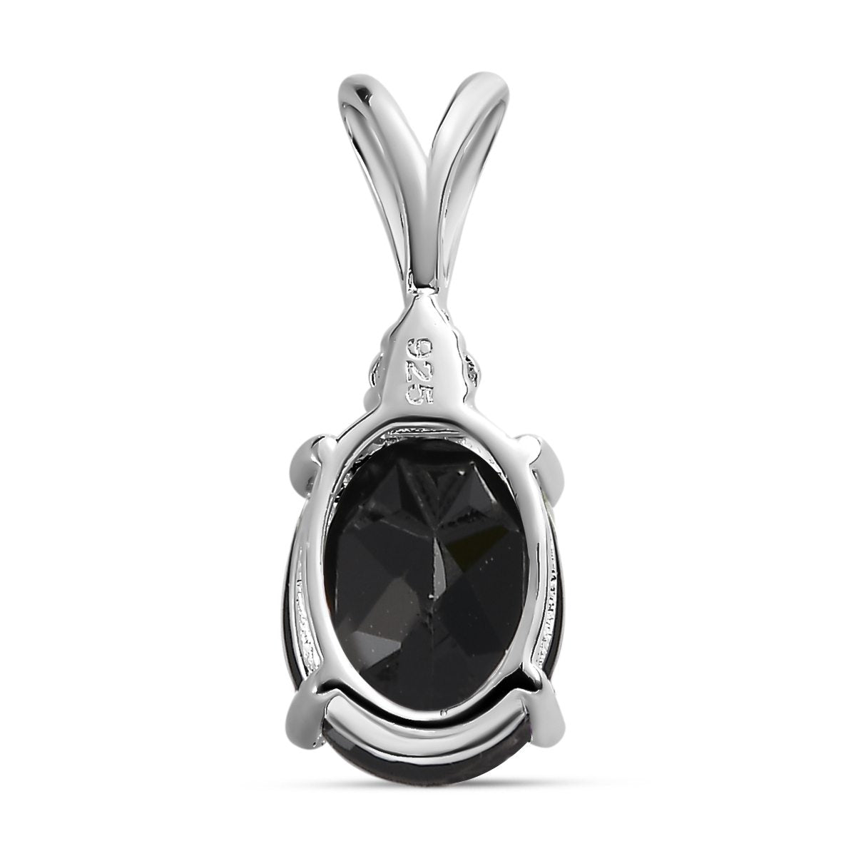 Schwarzer Spinell, weißer Zirkon Anhänger, 925 Silber, ca. 1.89 ct