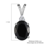 Schwarzer Spinell, weißer Zirkon Anhänger, 925 Silber, ca. 1.89 ct