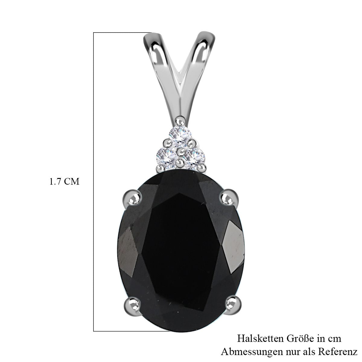 Schwarzer Spinell, weißer Zirkon Anhänger, 925 Silber, ca. 1.89 ct