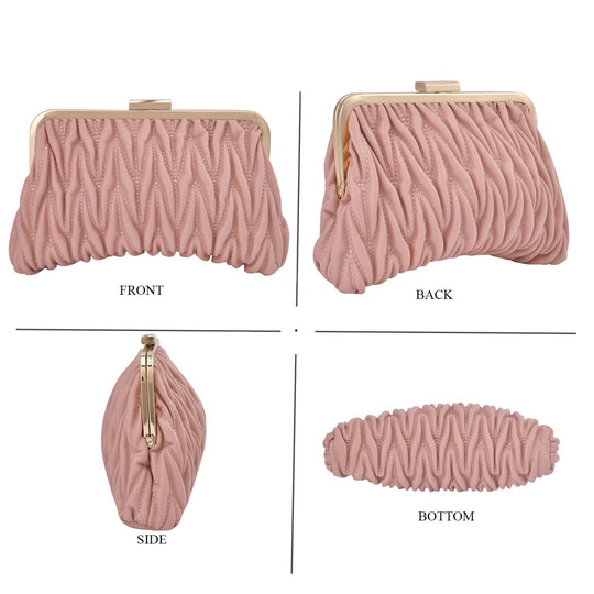 Clutch mit Metallschulterriemen in Stepp-Optik, 23,5x15cm, Weinrot