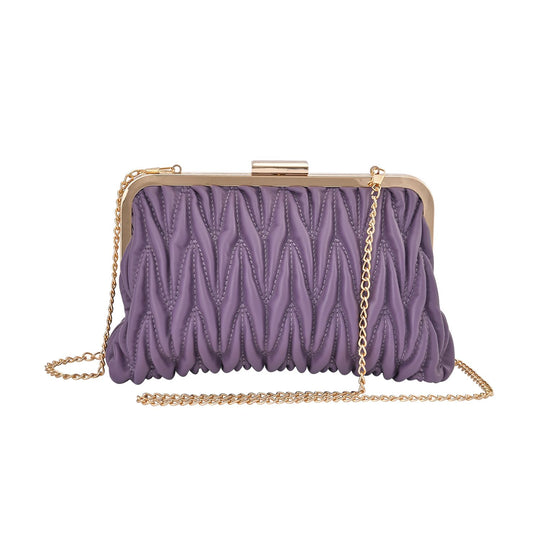 Clutch mit Metallschulterriemen in Stepp-Optik, 23,5x15cm, Weinrot