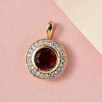 Kirsch Citrin und weißer Zirkon Anhänger, 925 Silber vergoldet ca. 2,30 ct