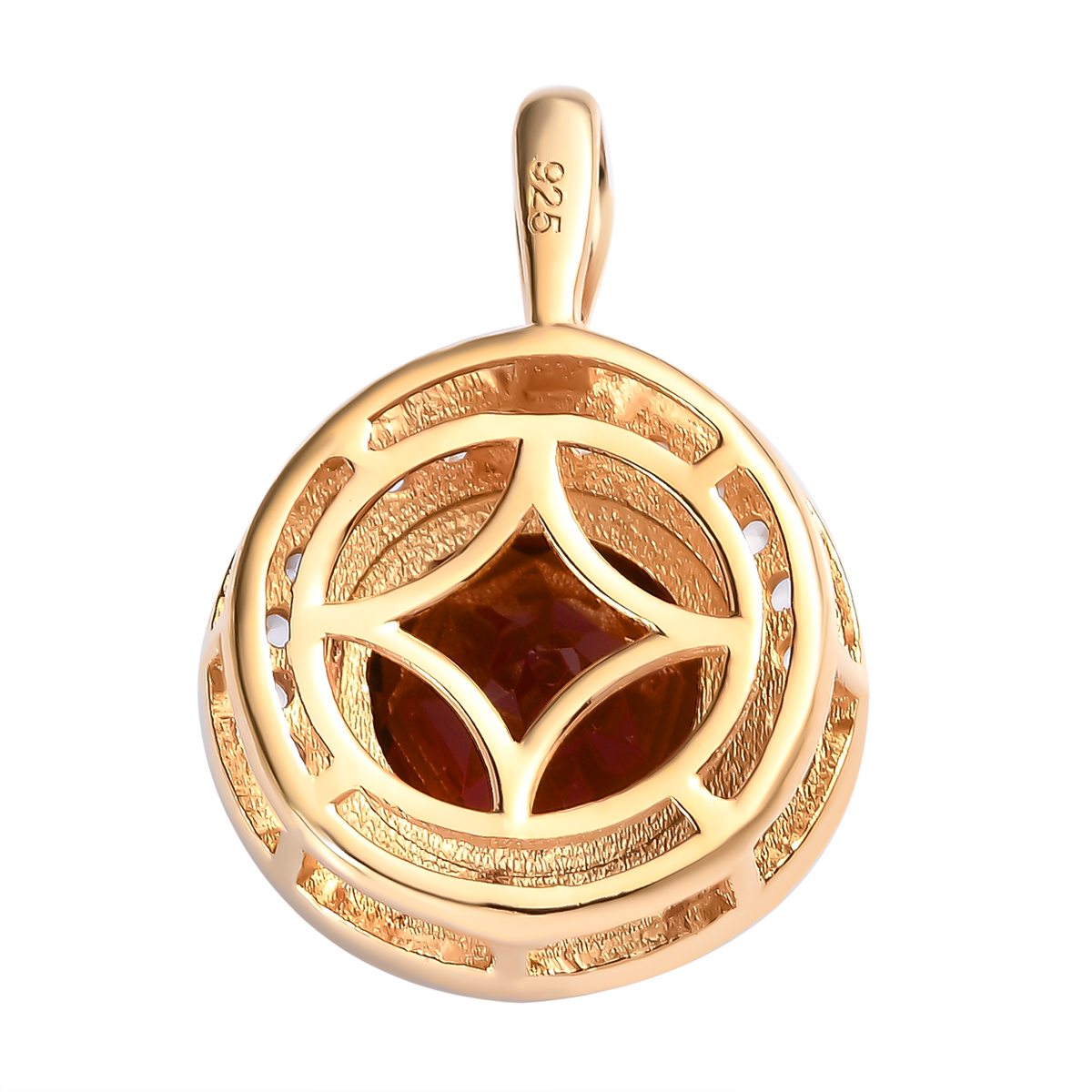 Kirsch Citrin und weißer Zirkon Anhänger, 925 Silber vergoldet ca. 2,30 ct