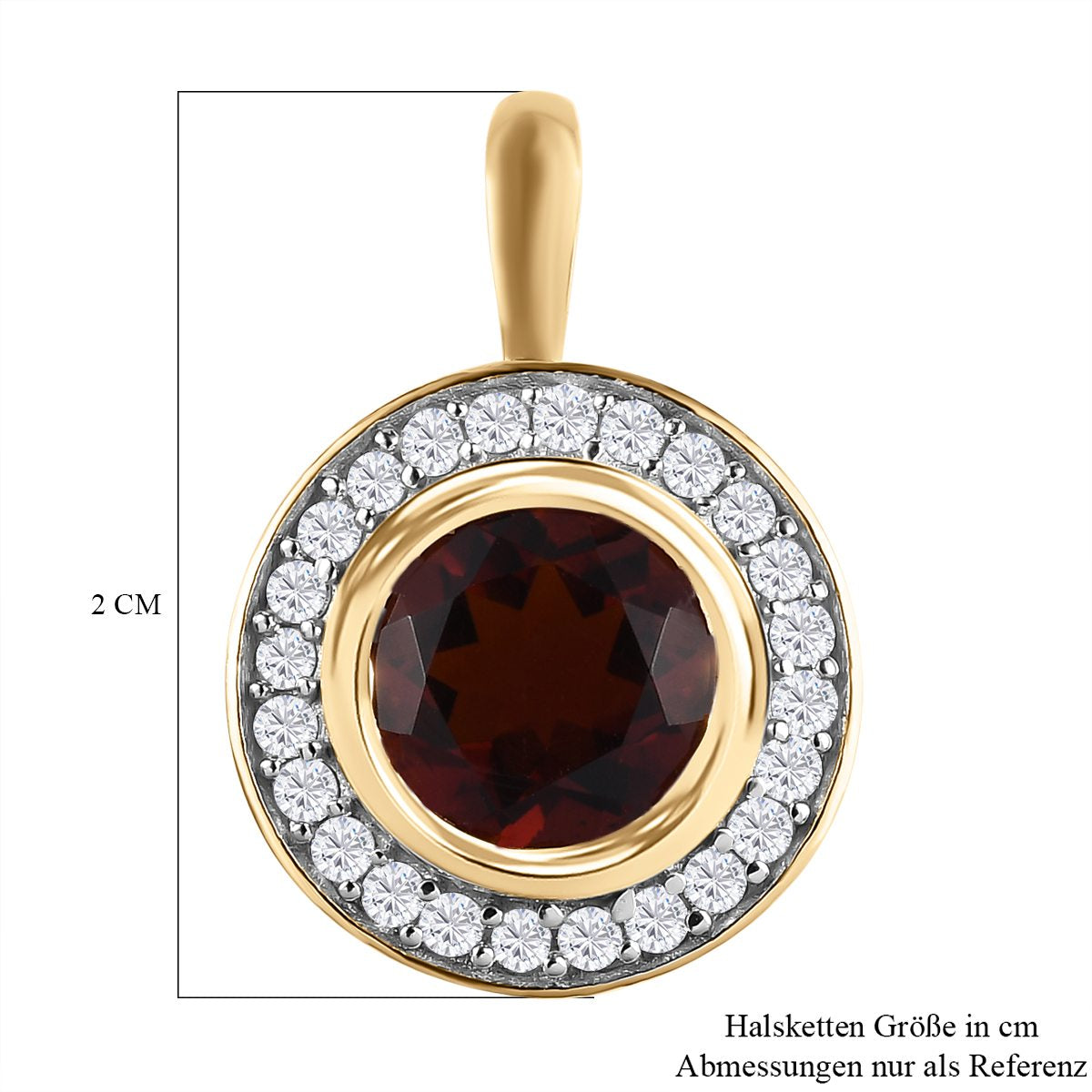 Kirsch Citrin und weißer Zirkon Anhänger, 925 Silber vergoldet ca. 2,30 ct