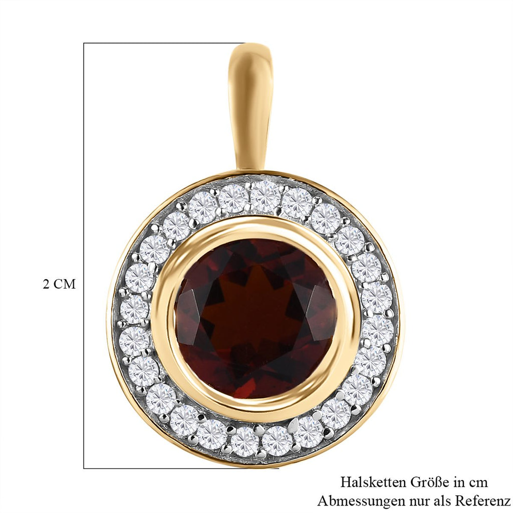 Kirsch Citrin und weißer Zirkon Anhänger, 925 Silber vergoldet ca. 2,30 ct